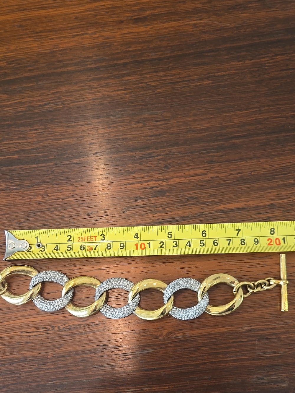 MICHAEL KORS VINTAGE Gold and Pave Rhinestone Link Bracelet - Picture 4 of 4
